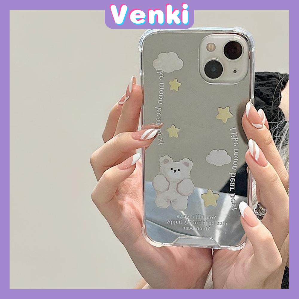 iPhone Case Acrylic Mirror Airbag Shockproof Protection Camera Cloud Cute Bear Compatible with iPhone 11 iPhone 13 Pro Max iPhone 12 Pro Max iPhone 7 Plus iPhone xr