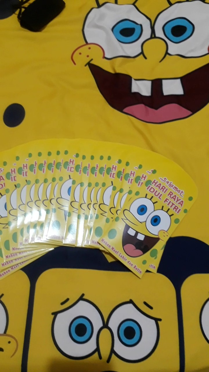 Amplop Angpao Lebaran Selamat Hari Raya Idul Fitri Ramadhan Anak Lucu Besar Karakter Spongebob