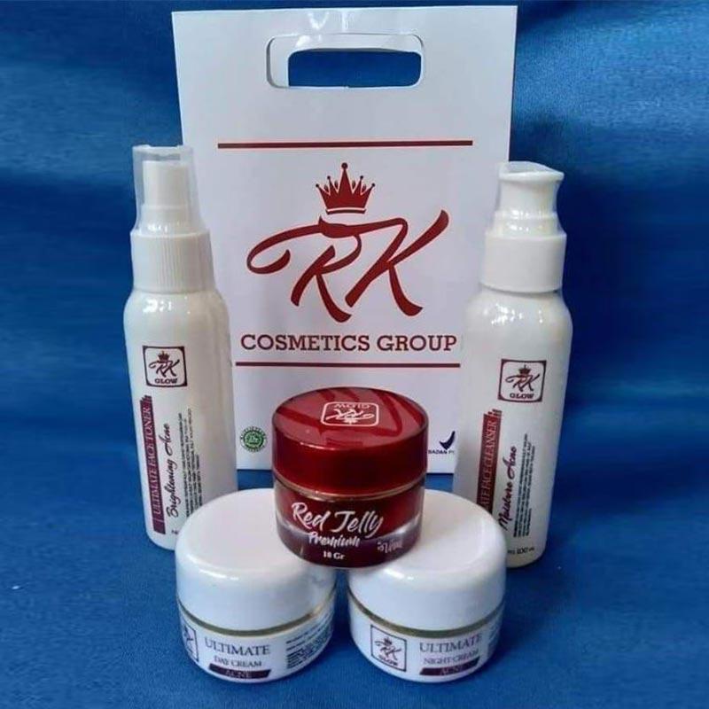 Paket RK GLOW ACNE WITH RED JELLY - RK ACNE (Toner - Facial Wash - Day cream - Night Cream - Red Jel