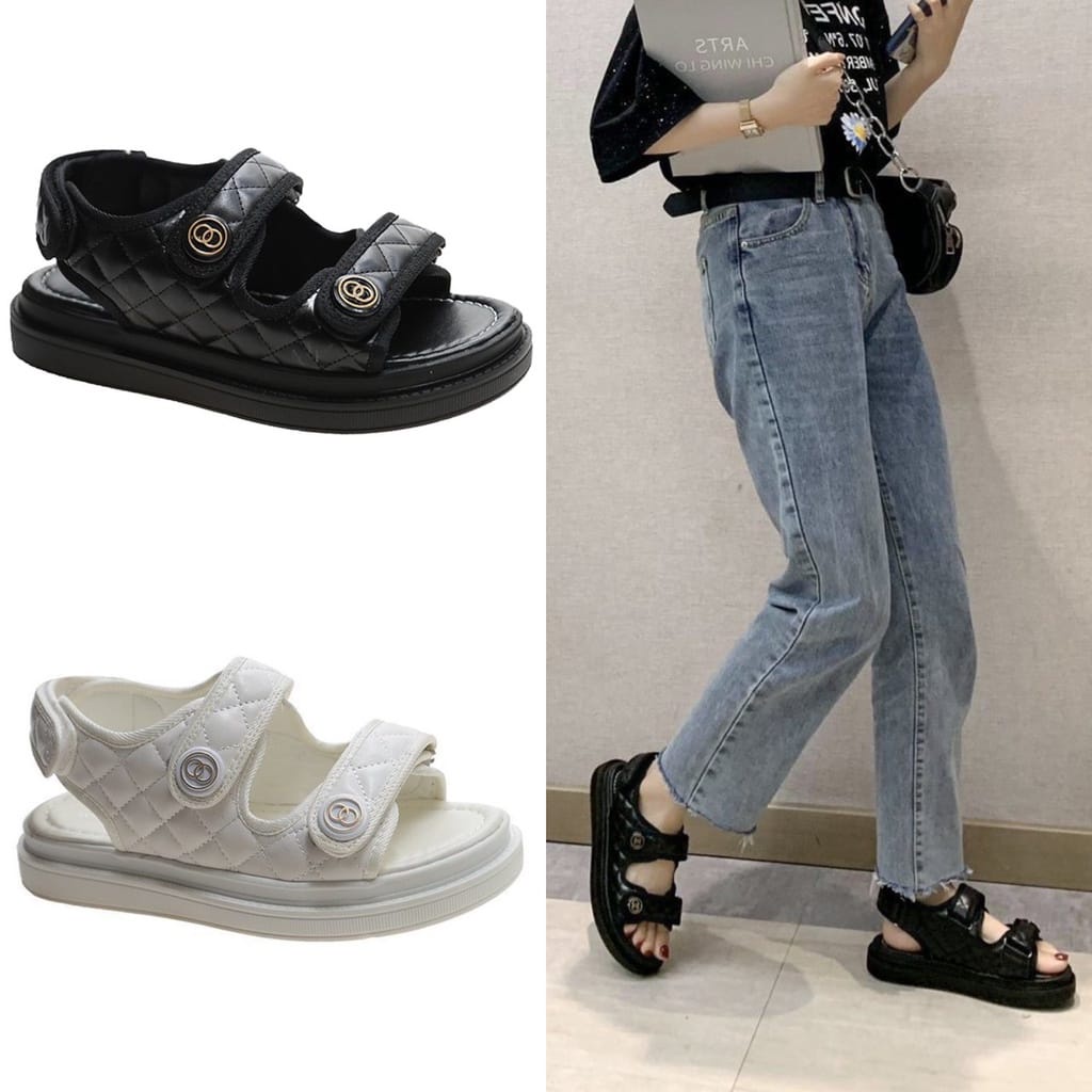 [DENDEN.ID] Sandal Sepatu Wanita Wedges Sneaker Import Sport Shoes Korea Style Murah DD1010