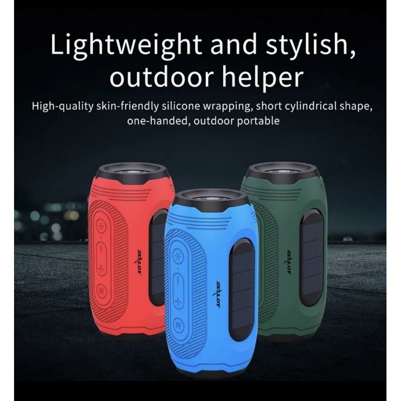 Lampu sepeda solar speaker Bluetooth wireless portable Radio Zealot A4