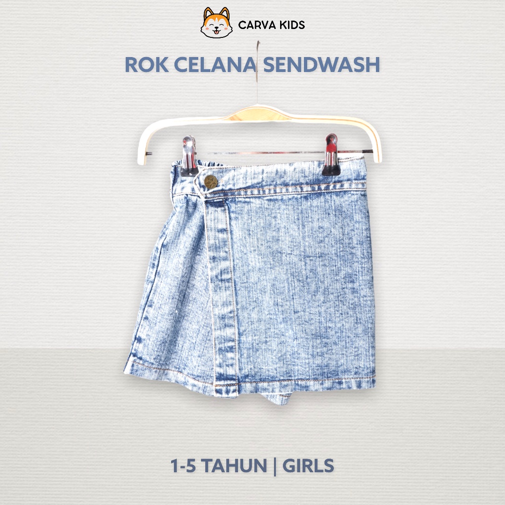 ROK CELANA JEANS ANAK CARVA SENDWASH DENIM ICEWASH ORIGINAL REALPICT 1-6 TAHUN