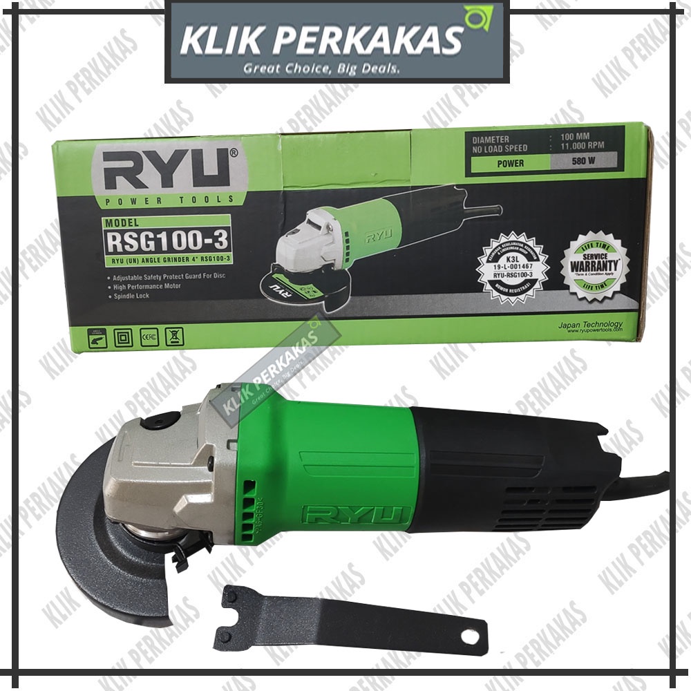 GURINDA RYU GURINDA TANGAN ANGLE GRINDER 4IN RSG 100-3