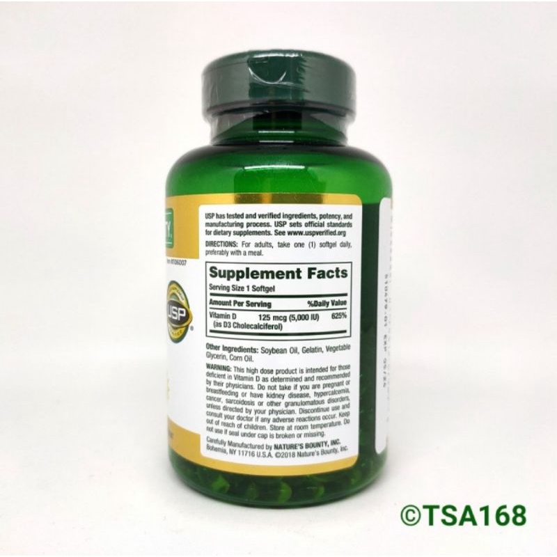 Nature Bounty Vitamin D3 125 mcg 5000 IU 400 Softgels