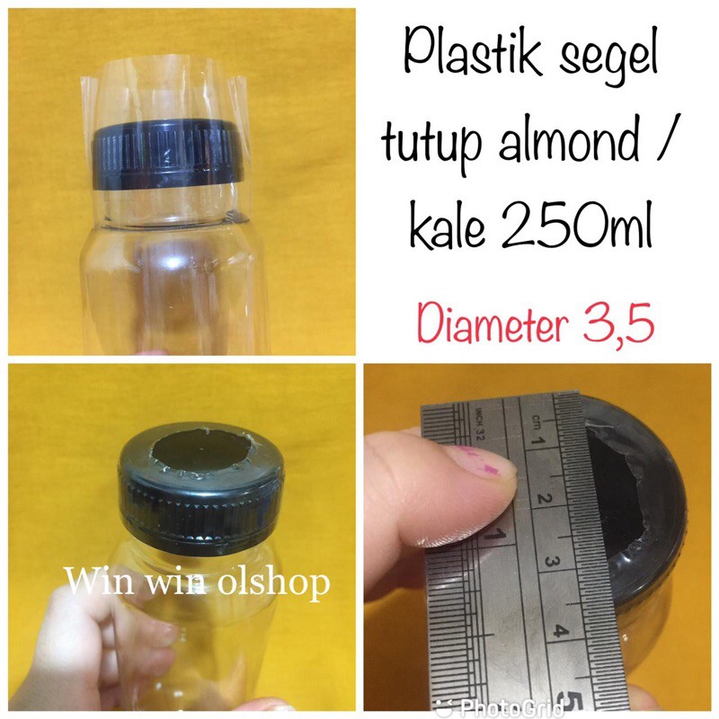 plastik segel botol 250ml segel plastik botol almond isi 50pcs
