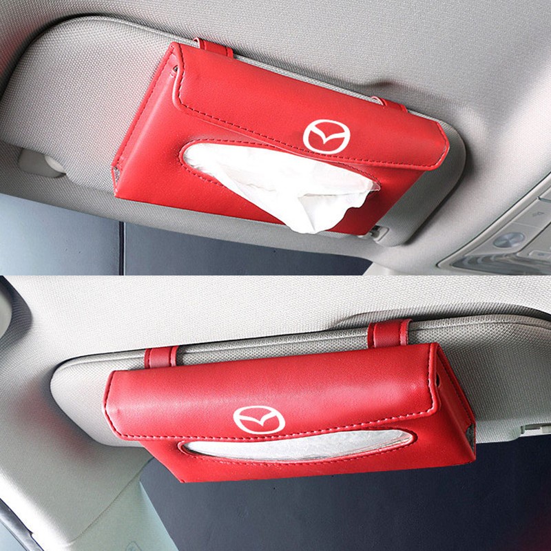 MAZDA Kotak Tisu Model Gantung Bahan Kulit Untuk Sun Visor Mobil