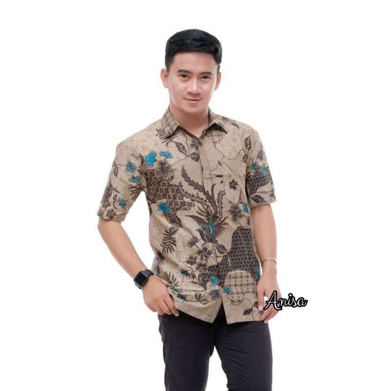 KEMEJA BATIK PRIA LENGAN PENDEK SIZE M L XL HEM BATIK PREMIUM