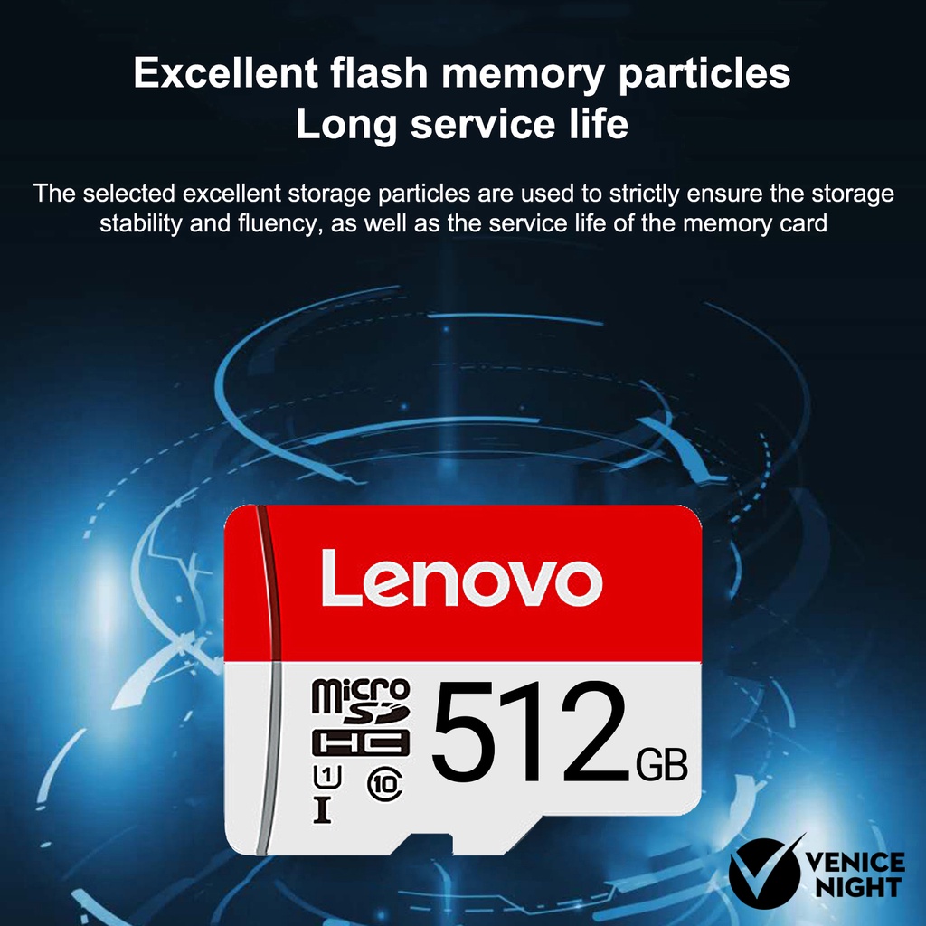 (SC) Lenovo Memory Card 512GB 1TB Transmisi Kecepatan Tinggi Anti Air / Magnetik Untuk MP3 / MP4