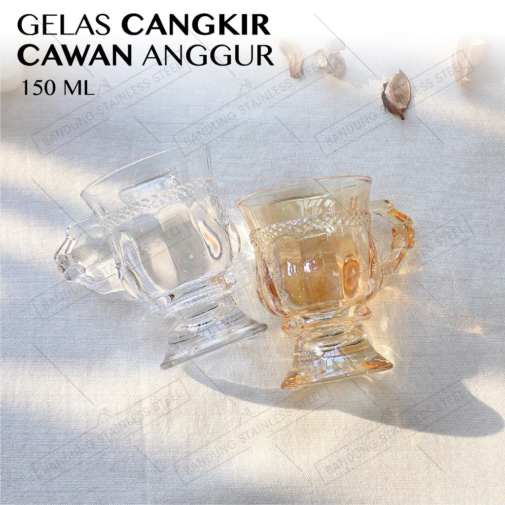 Gelas Kopi 150ml Cangkir Kaca Cafe Teh Susu Cawan Anggur Coffee Tea Glass Vintage Victoria Cantik