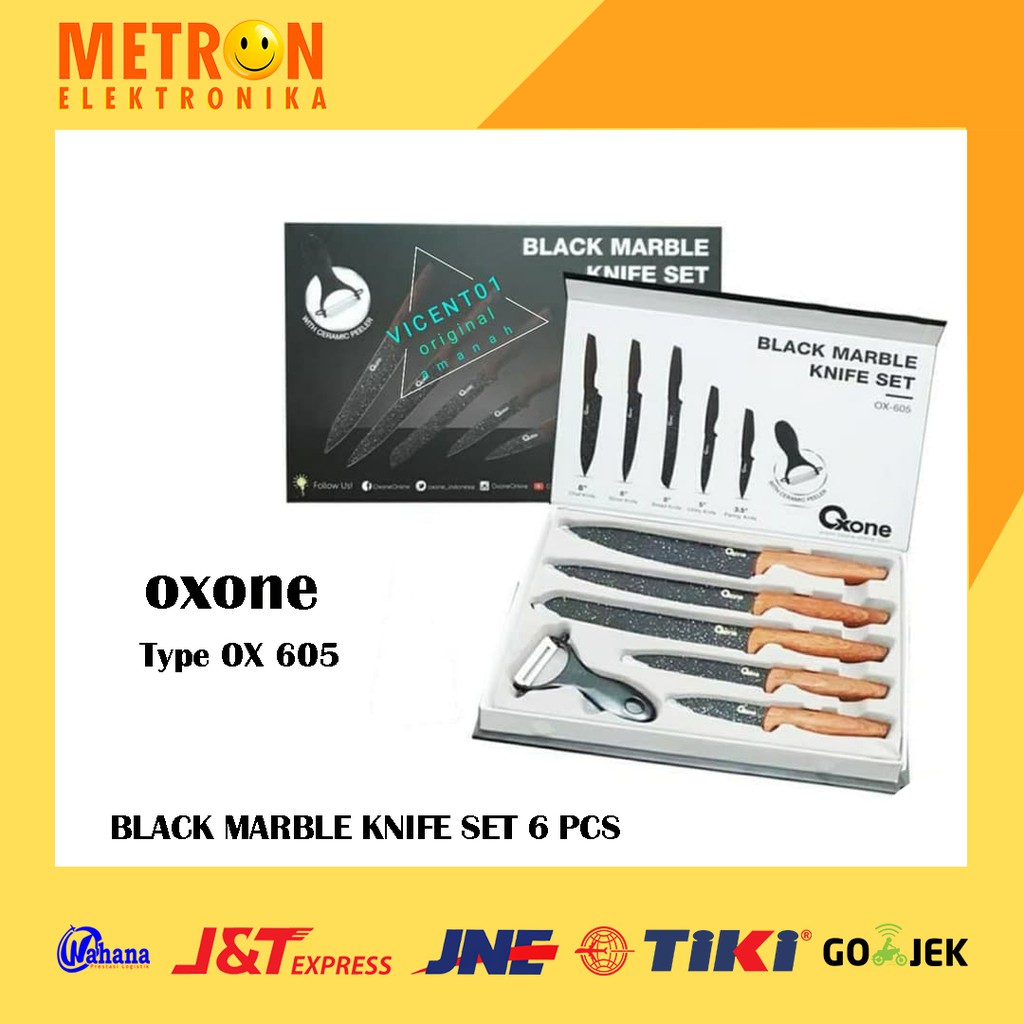 OXONE OX 605 / BLACK MARBLE KNIFE SET 6 PCS / PISAU SET / OX605