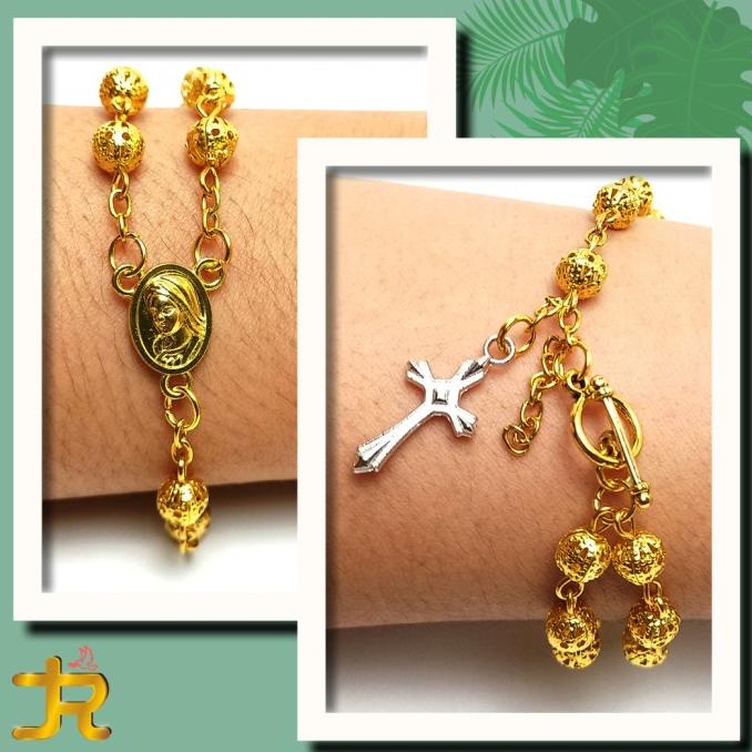 Gelang Rosario Cangkang Gold/Aksesoris Gelang Bulir Wanita Keren
