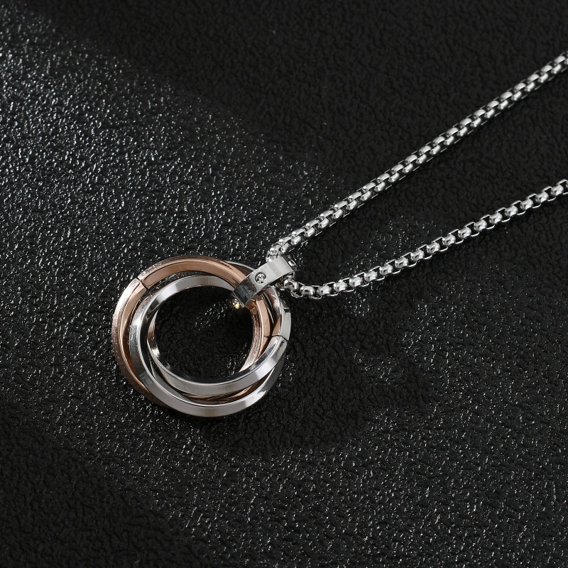 Kalung Bentuk Bulat Geometris Warna Permen Bahan Titanium Steel Gaya Hip Hop Untuk Pasangan