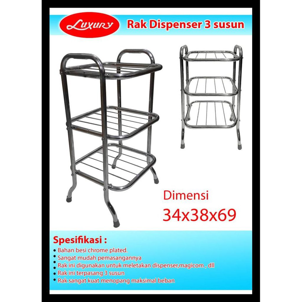 Rak / Kaki Dispenser 3 Susun Stainless LUXURY kokoh