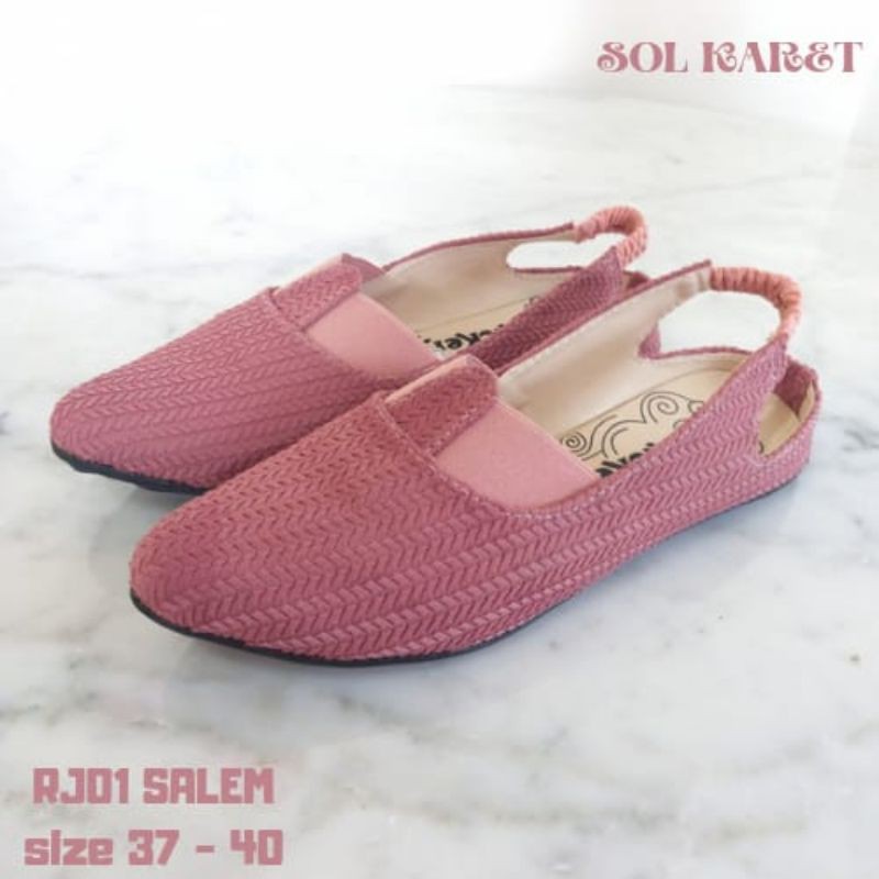 SEPATU FLAT RAJUT KARET BELAKANG SOL KARET ANTI LICIN | TERLARIS