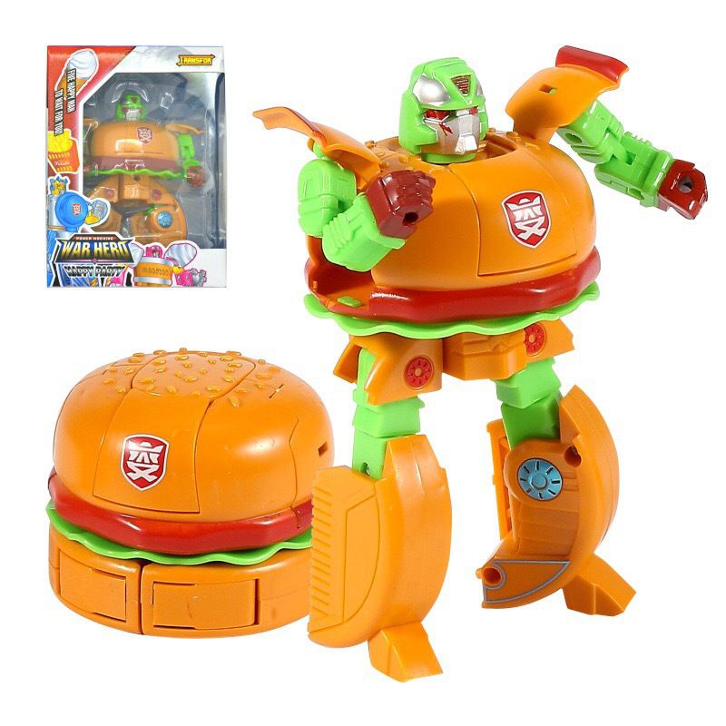 【Ready Stock！！！】Food Deformation Toy Robot Simulation Fries Burger Ice Cream Children Mini Toys