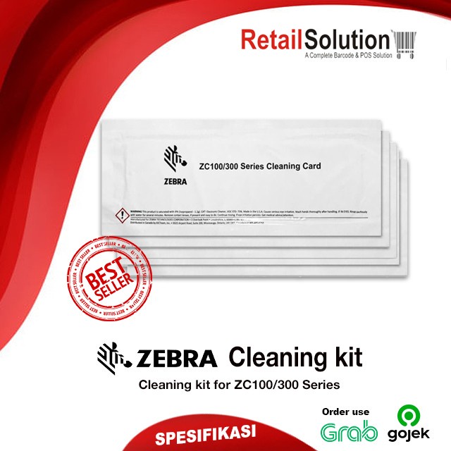 Cleaning Kit Printer ID Card Zebra Original - Zebra ZC100 ZC300 105999