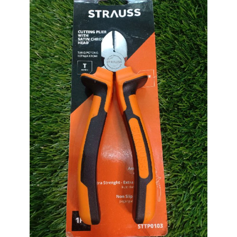 Tang Potong Strauss 6&quot; - Tang Potong 6 Inchi Gagang Karet - Cutting Plier With Satin Chrome Head