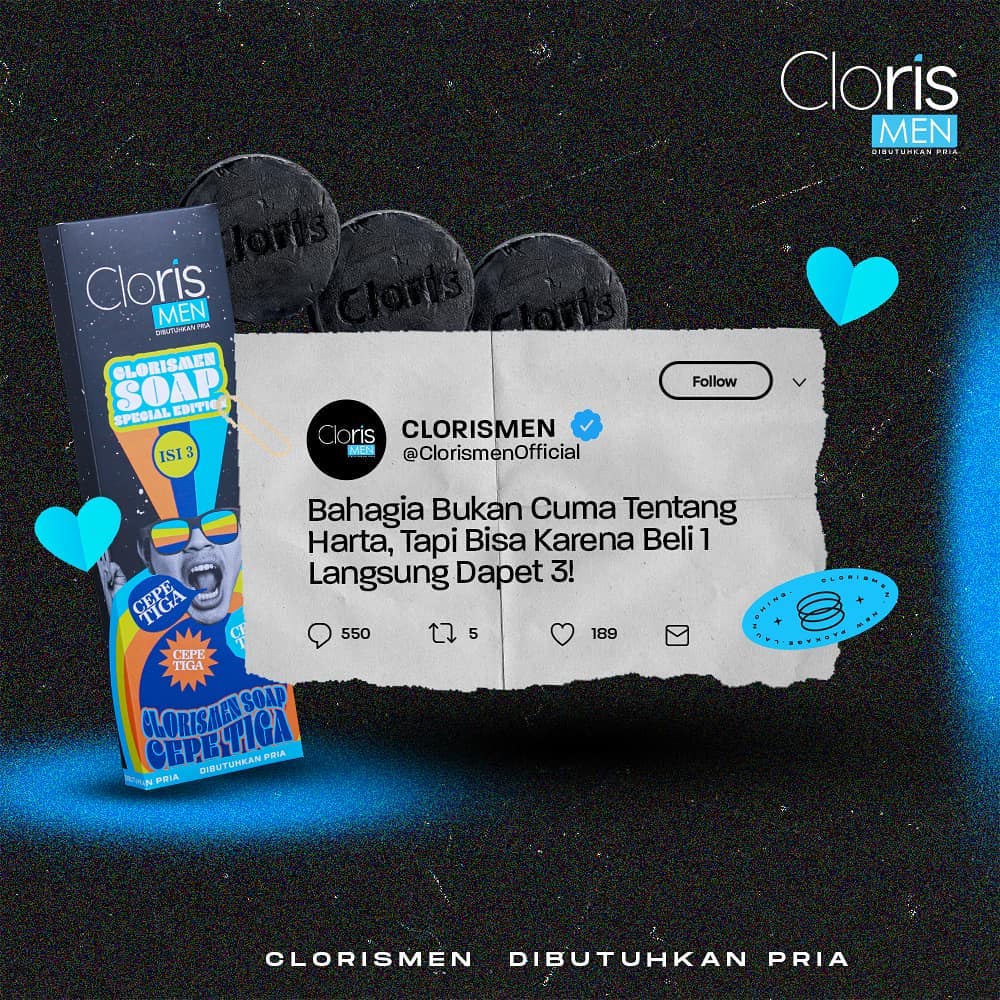 Clorismen PAKET CEPE TIGA Sabun Muka Pembersih Wajah Pria Cloris Men Soap Skincare Wajah Original