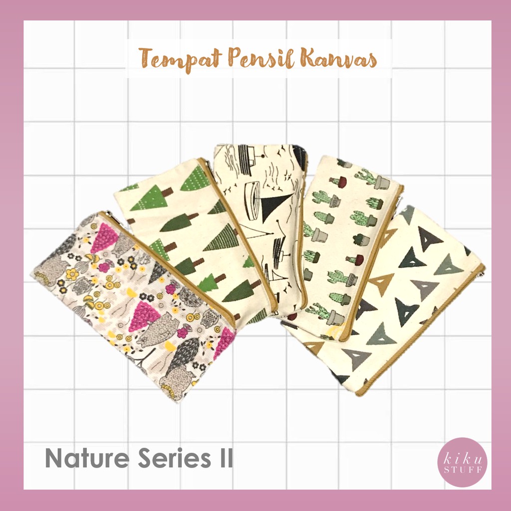 

[Nature Series 2] Kanvas Canvas Kotak Pensil Pencil Case Pouch Motif Pattern Multifungsi | KikuStuff
