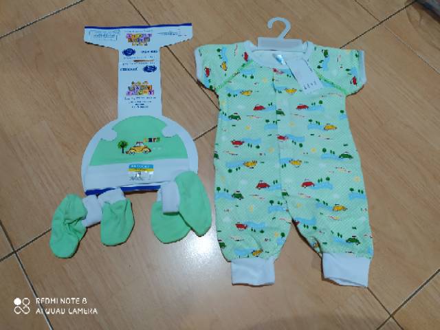 Kodok romper jumper Newborn Bb lucky set topi dan sarung tangan