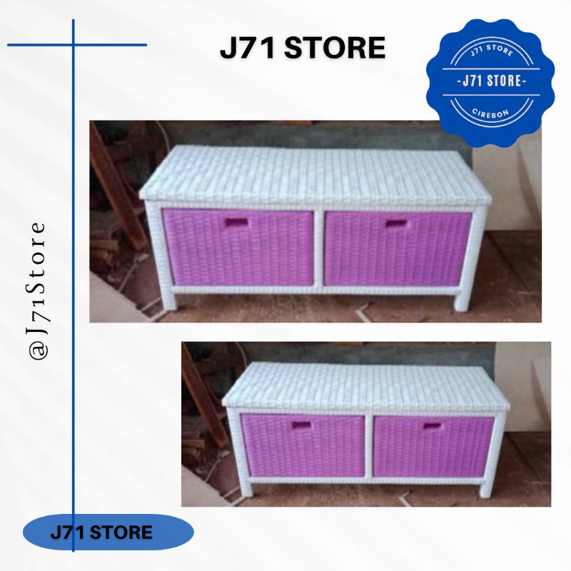 Lemari Rotan 2 Laci Samping