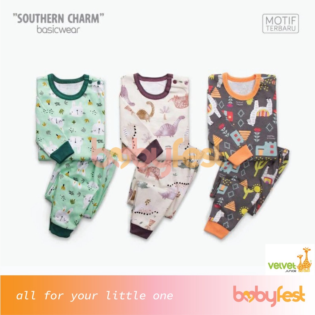 Velvet Junior Southern Charm Bunny Dino Alpaca Setelan Panjang  Setelan Pendek Jumper Size NB,S,M,L