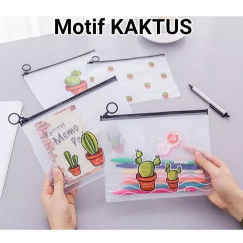 

Map Plastik Kaktus Ukuran Kertas A5 Dengan Zip Lock Transparan