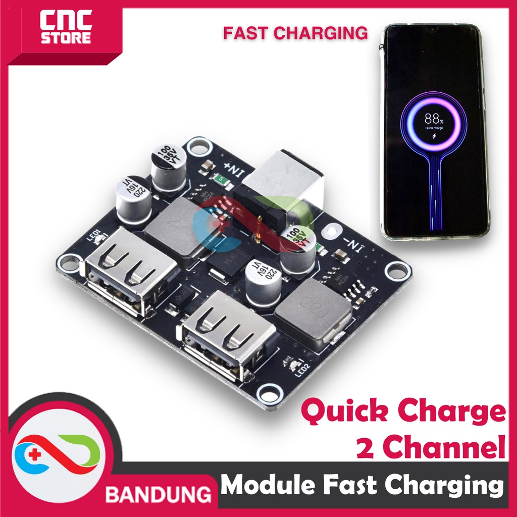 MODULE FAST CHARGING STEP-DOWN 9-30V to QC3.0 QUICK CHARGE 2 CHANNEL