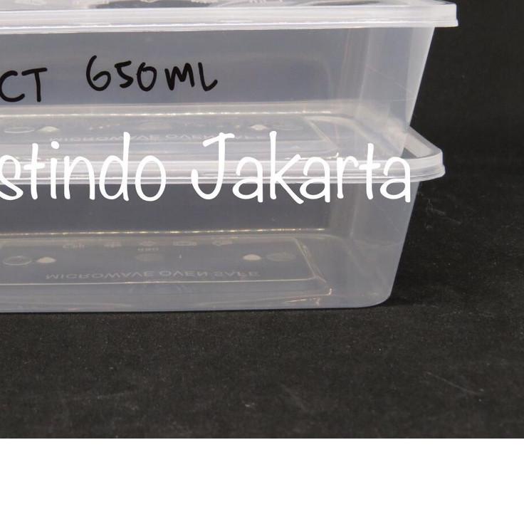 ➶ (per pack) thinwall RECT kotak makan 650 ml + tutup food container nasi box plastik salad kue pudi