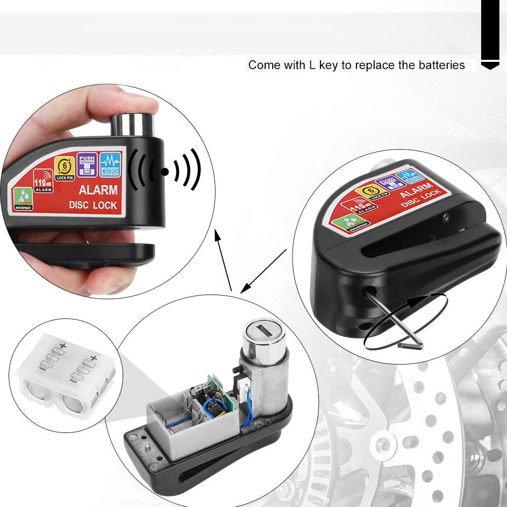 GEMBOK ALARM CAKRAM KUNCI DISK PENGAMAN BAN MOTOR ANTI Maling disk lock KL901 RANDOM