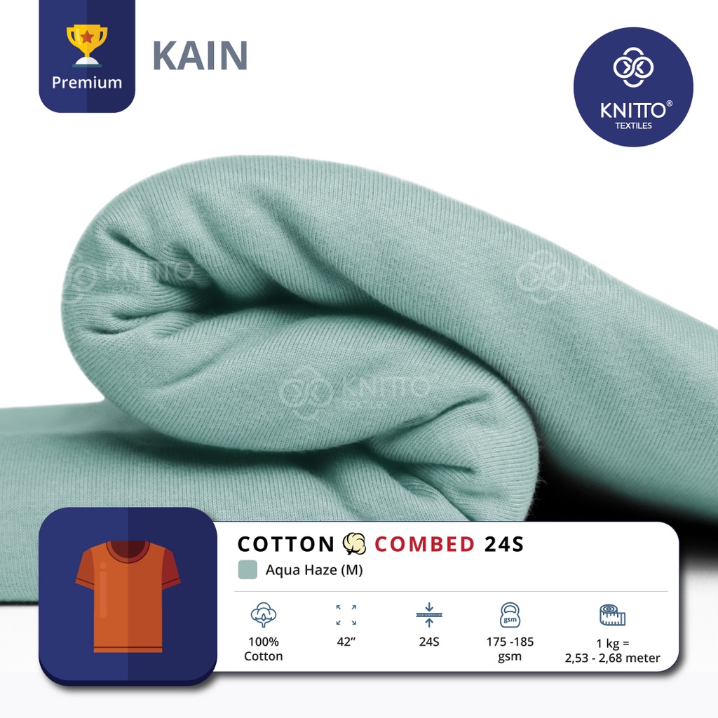 KAIN KAOS COTTON COMBED 24S AQUA HAZE ( BAHAN KAOS ) - KNITTO