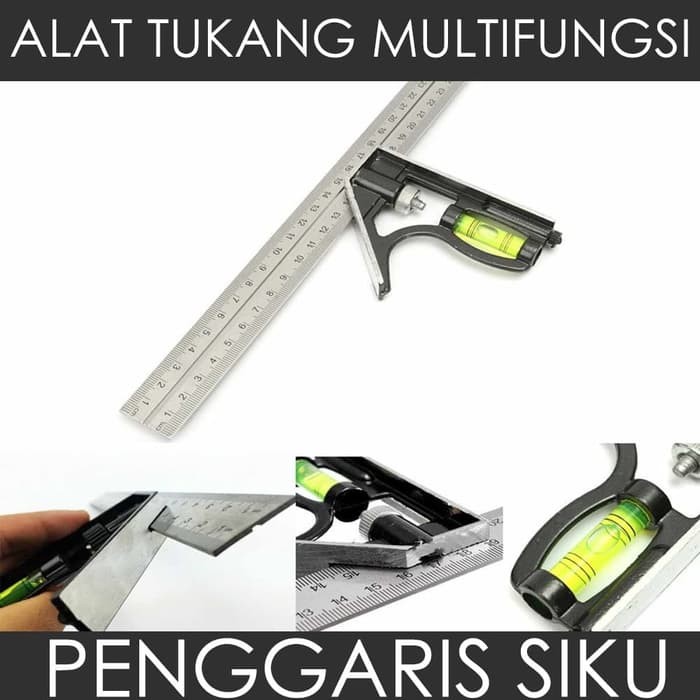 

Penggaris Siku Stainless Steel dengan Waterpass Multifungsi