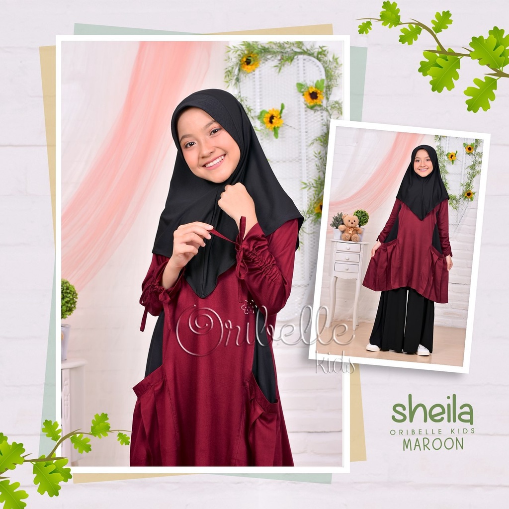 SET Atasan Tunik Kaos blouse blus celana kulot palazzo lebar, SHEILA By ORIBELLE KIDS ANAK Lengan Pa
