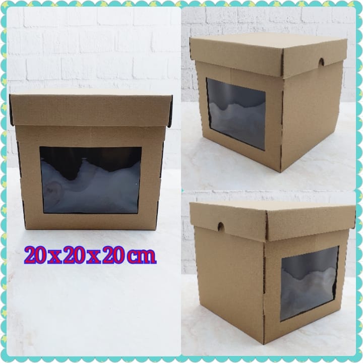 

Dus Kue Cake Tinggi 20 x 20 x 20 cm Coklat polos dengan jendela kokoh