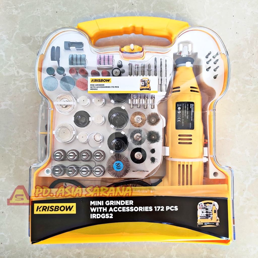 Mesin Mini Die Grinder Tuner Set 172 Pcs KRISBOW / Gerinda Bor Mini