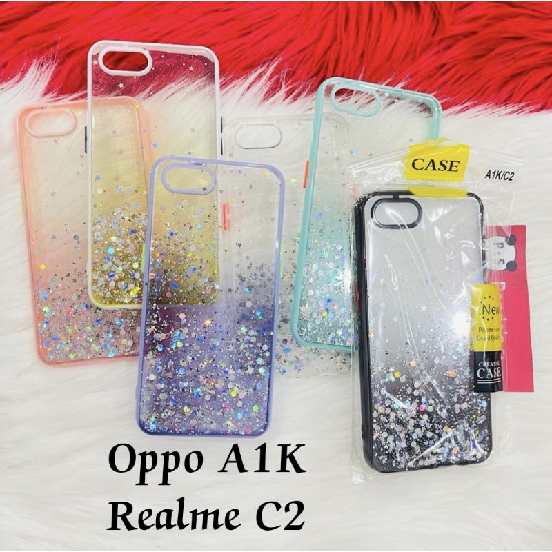 Glitter Case Oppo A1K / Realme C2 Funny Color Dengan Pelindung Kamera (PsS)