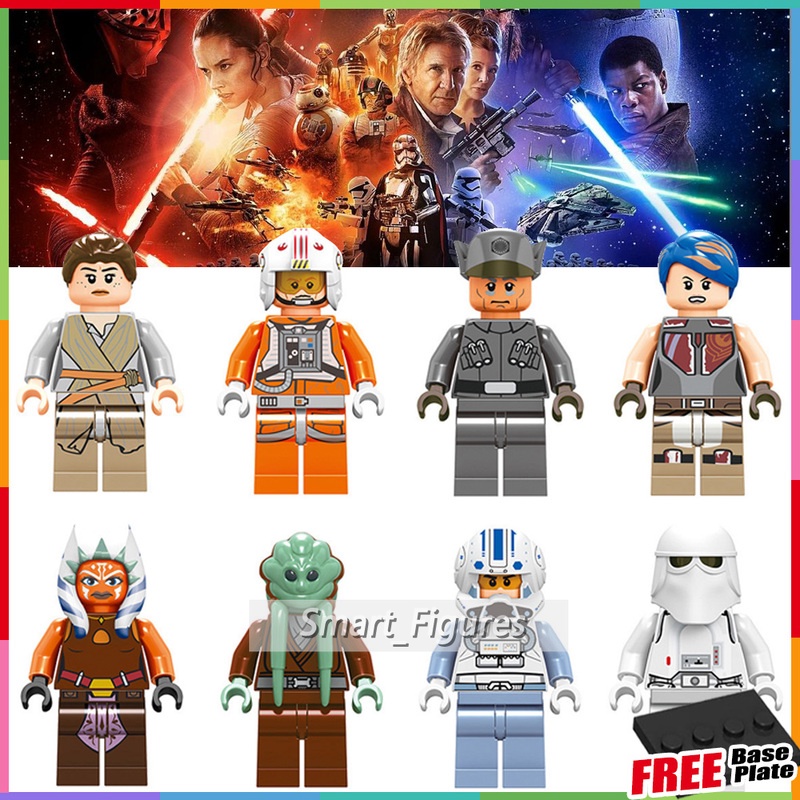 Mainan Action Figure Minifigures Rey Luke Skywalker Kit Fisto Captain Jag Star Wars C023-30 Untuk Hadiah