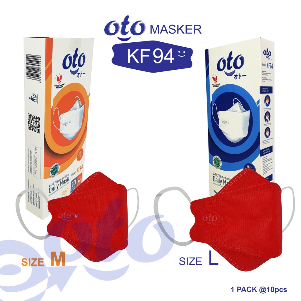 OTO Masker Wajah KF94 Earloop Face Daily Mask 4 lapis ukuran M isi 10 pcs