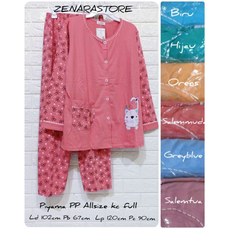 Piyama PP Allsize kancing full  dewasa standar  ld 102 cm babydoll kaos tebal lorita by sofie kancin