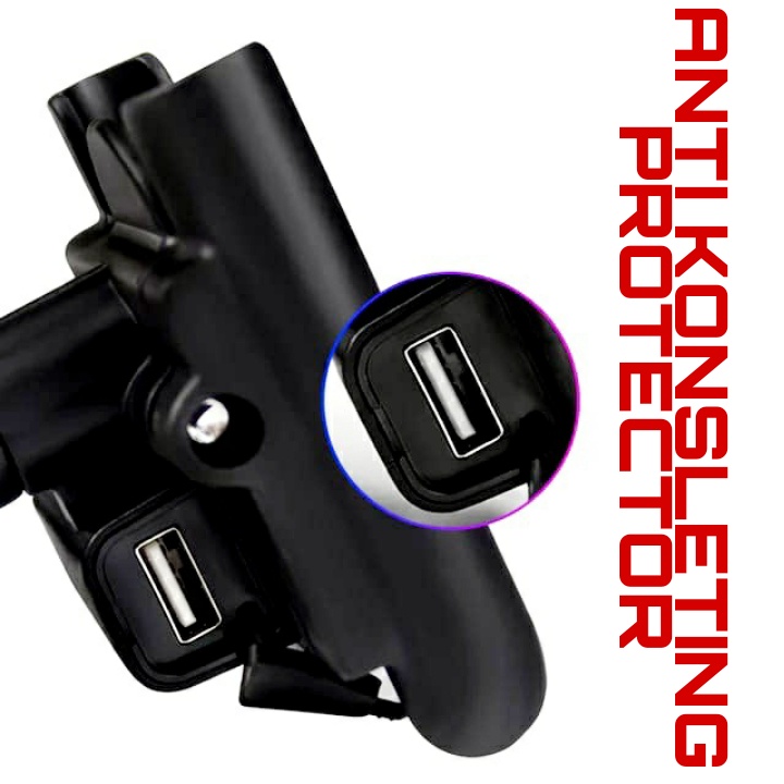 HOLDER SPION MOTOR +USB CHARGER PHONE HOLDER UNIVERSAL BLACK 100% BESI