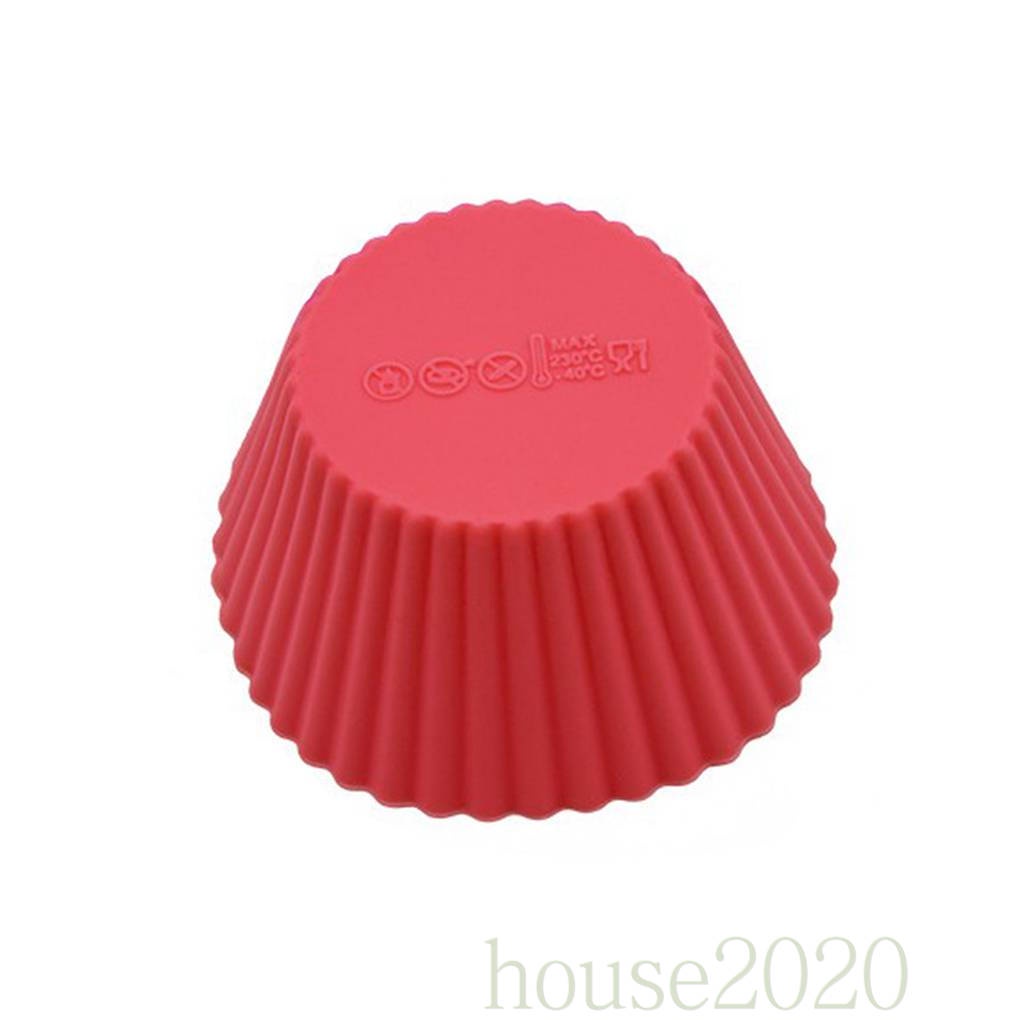 [house2020]12PCS Small Silicone Colorful Round Cupcake Liners Baking Cups Vibrant Muffin Moulds Color Random