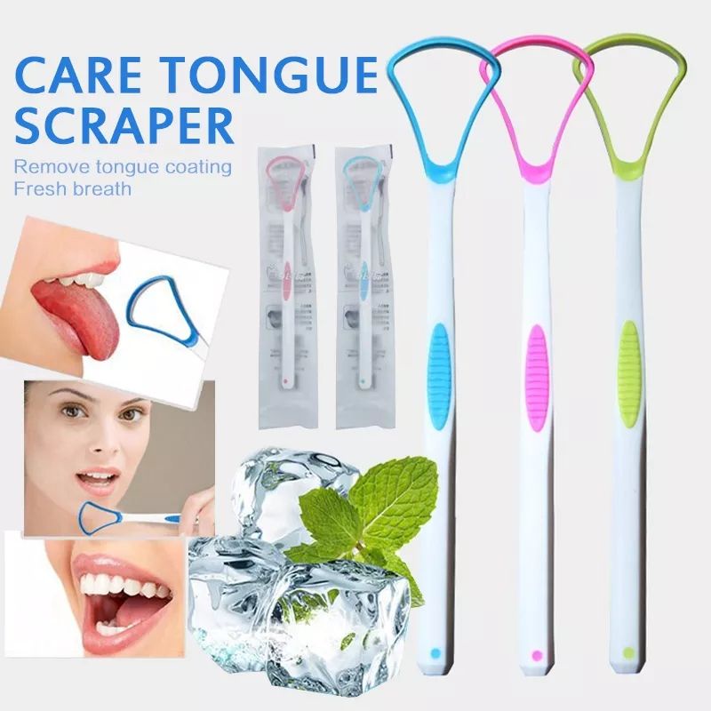 Pembersih lidah tongue cleaner warna warni bahan plastik untuk dewasa