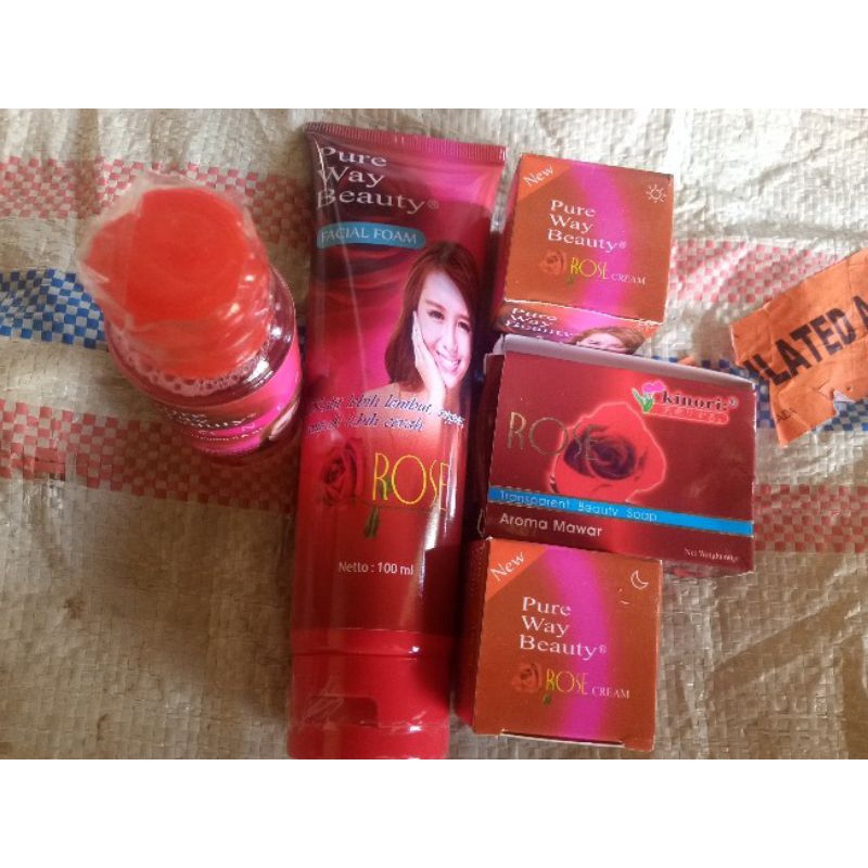 PAKET LENGKAP CREAM ROSE PURE WAY BEAUTY 5in1