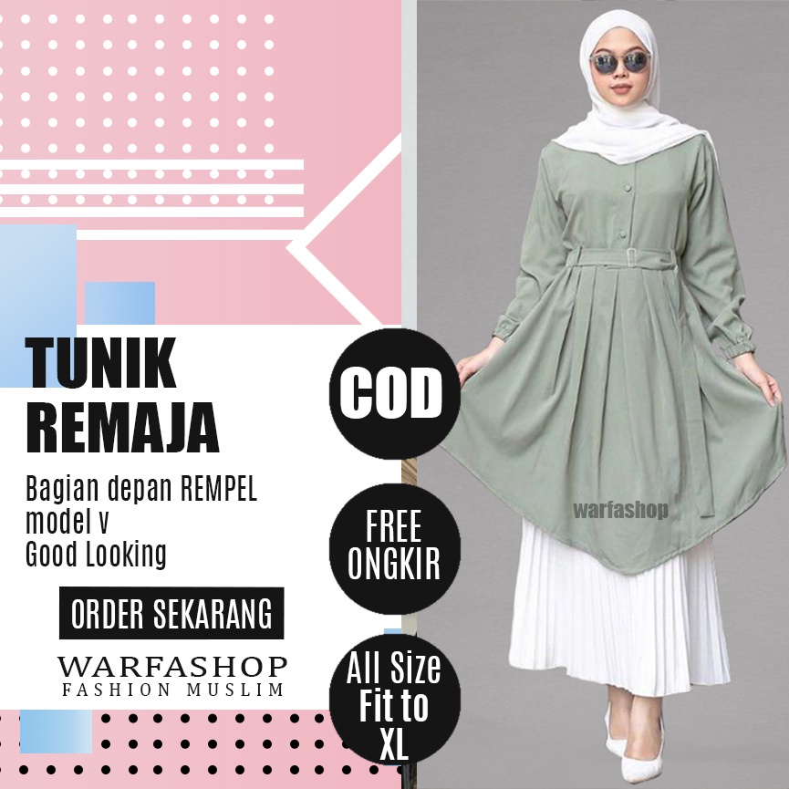 Baju Tunik Wanita Terbaru 2021kekinian Import Dress Muslim Untuk Lebaran Warna Matcha Bahan Moscrepe