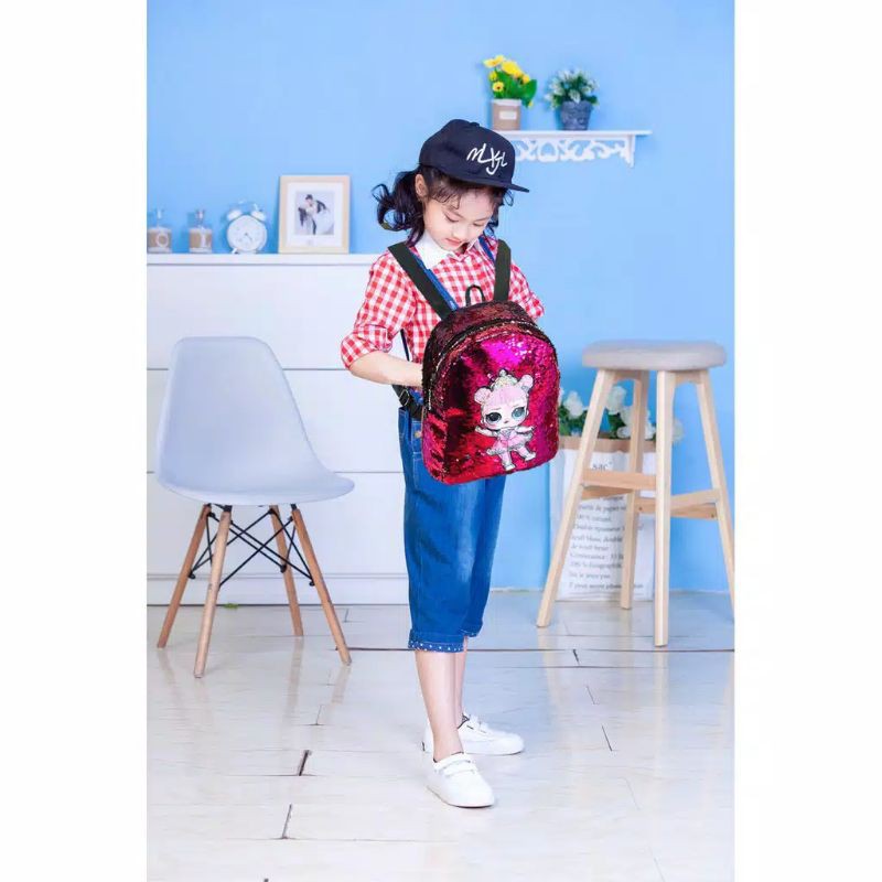 tas ransel sequin anak perempuan karaktet lol