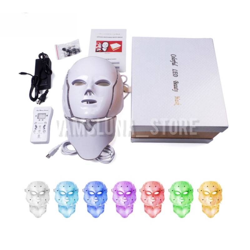 Topeng PDT 7 in 1 face &amp; neck LED MASK WAJAH LEHER alat perawatan wajah after bb glow 7 warna