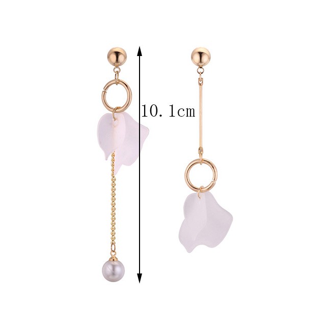 LRC Anting Tusuk Fashion Pink Flower Shape Decorated Earrings