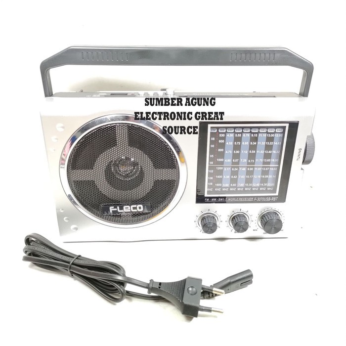 Fleco F3070 F3070USB-RBT 9Bands Speaker Radio Putar Layar USB Micro SD