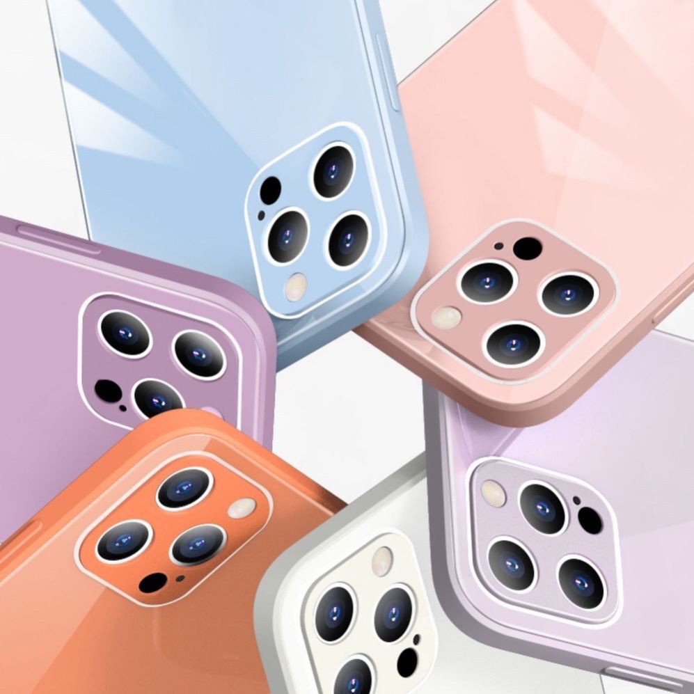 Liquid Silicone Sase for iPhone 11 12 pro max 6 6s 7 8 Plus SE 2020 iPhone x xs max XR Candy Macaron Watercolor Tempered Glass Case