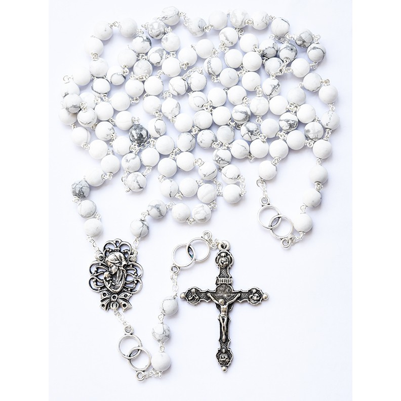 Rosario Wedding Batu Howlite Katolik Shopee Indonesia
